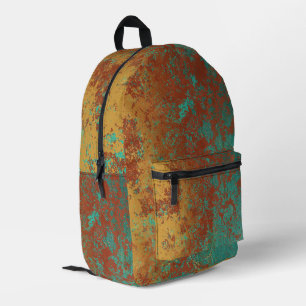 Sac À Dos Imprimé Cuivre Turquoise Bleu Orange Texture Brown