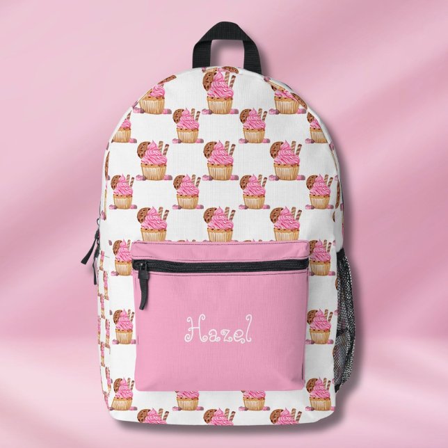Sac À Dos Imprimé Cupcake Rose Aquarelle Avec Motif Chocolat (Créateur téléchargé)