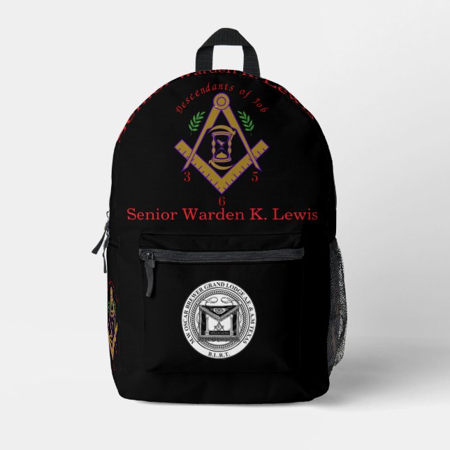 Sac À Dos Imprimé Custom Masonic Lodge Backpack (Recto)