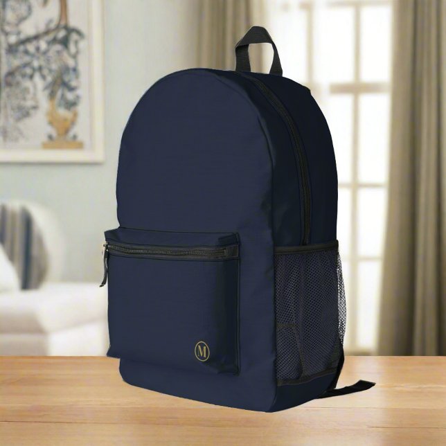 Sac À Dos Imprimé Custom Navy Blue Gold Premier Monogramme Sport (Créateur téléchargé)