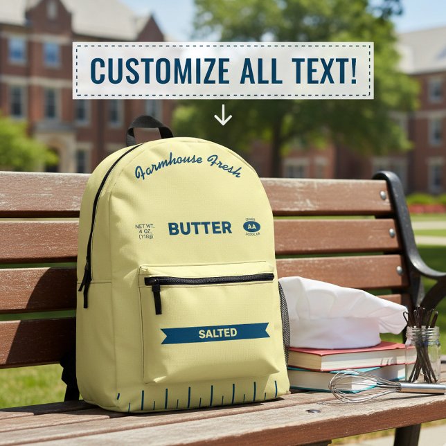 Sac À Dos Imprimé Custom Stick-of-Butter Retro Foodie Backpack  (Your totally customized butter stick backpack! Great for culinary school or anyone who loves butter)