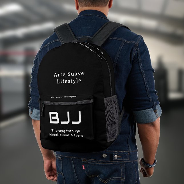 Sac À Dos Imprimé Customiser tout le texte brésilien Jiu Jitsu noir (Personalized jiu Jitsu Backpack for you gi and no gi kit.)