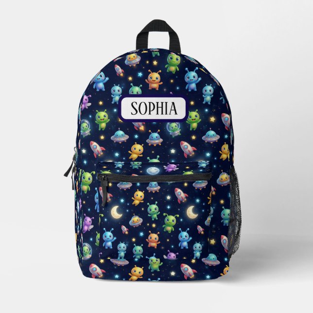 Sac À Dos Imprimé Cute Alien Galaxy Pattern Backpack (Recto)