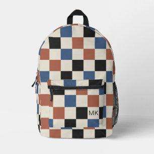 Sac À Dos Imprimé Cute Autumn Coloured Checkerboard Monogram Initial