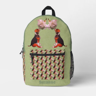 Sac À Dos Imprimé Cute Beagle Chiot Blanc Rose Animal Personnalisé