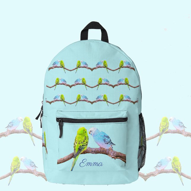 Sac À Dos Imprimé Cute budgie couple - enfants personnalisés (Créateur téléchargé)