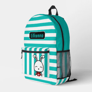 Sac À Dos Imprimé Cute Bunny Turquoise taillé personnalisé