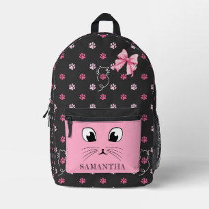 Sac À Dos Imprimé Cute Cat Coquette Bow Pink School Cadeau pour fill