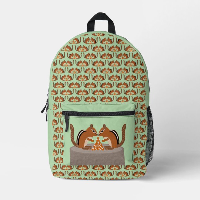 Sac À Dos Imprimé Cute Chipmunks Mariage de automne (Recto)