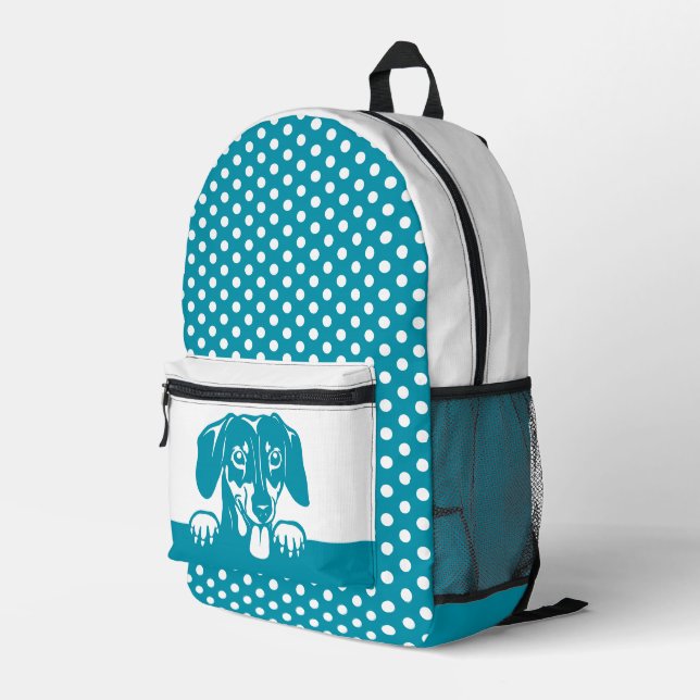 Sac À Dos Imprimé Cute Dachshund et Pois (Coin arrière droit)