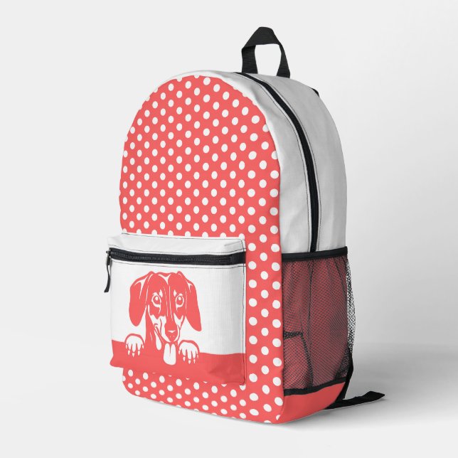 Sac À Dos Imprimé Cute Dachshund et Pois (Coin arrière droit)