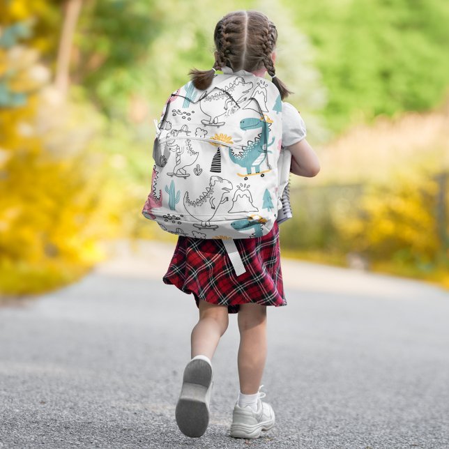 Sac À Dos Imprimé Cute Dino Delight : Dinosaure pour filles enfants (Créateur téléchargé)