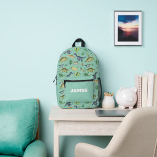 Sac À Dos Imprimé Cute Dinosaures Vert Aquarelle Enfants Motif
