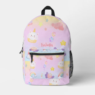 Sac À Dos Imprimé Cute doux cupcake unicorn arc-en-ciel nom Motif