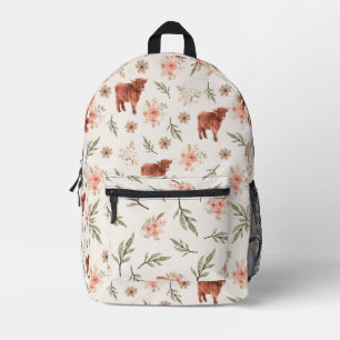 Sac À Dos Imprimé Cute esthétique Vache Highland modèle floral