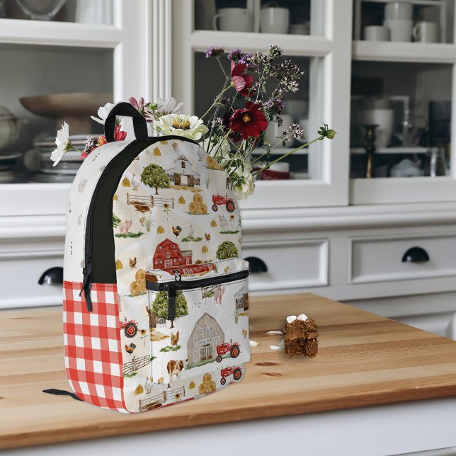 Sac À Dos Imprimé Cute ferme ferme ferme | Monogramme (Créateur téléchargé)