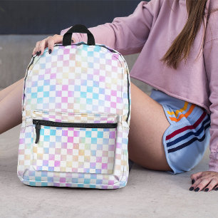 Sac À Dos Imprimé Cute Girls Pastel Arc-en-ciel À damiers Plaid