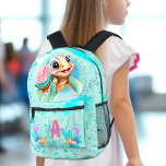 Sac À Dos Imprimé Cute Happy Turtle Girl Ocean Turquoise Nom<br><div class="desc">Personnalisez ce joli sac à dos imprimé sur le thème des tortues en Turquoise et rose, pour en faire un cadeau unique pour une fille :) Idéal pour des vacances d'été, des cours de natation, ou comme un sac d'école... Modifiez facilement le texte ou laissez-le vide. - Kate Eden Art...</div>