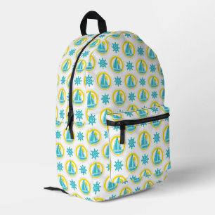 Sac À Dos Imprimé Cute Jaune et Bleu Motif nautique