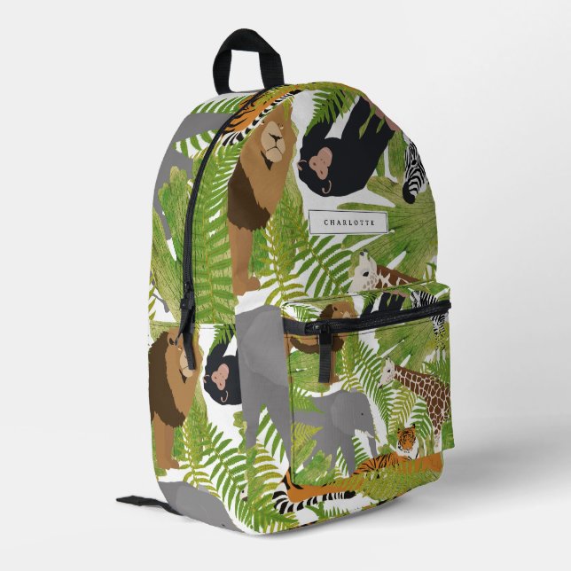 Sac À Dos Imprimé Cute Jungle Animaux Safari Garçon | École de fille (Coin arrière gauche)