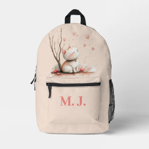 Sac À Dos Imprimé Cute Kitten personnalisé avec les coeurs" École po