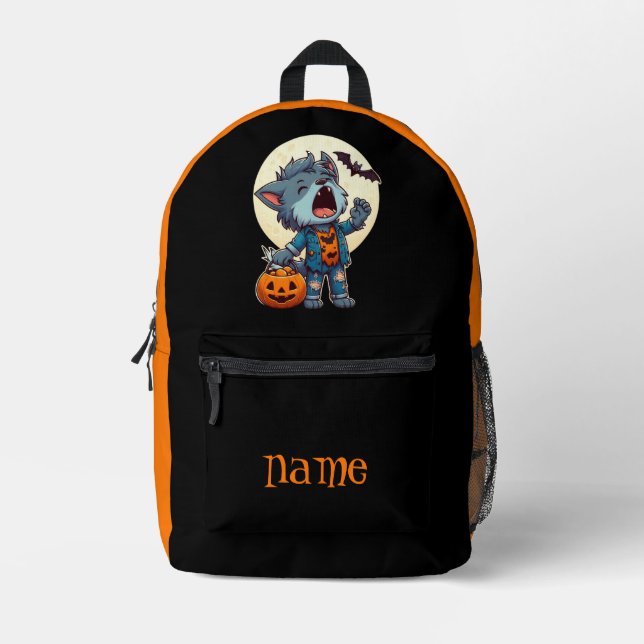 Sac À Dos Imprimé Cute, loup-garou d'Halloween (Recto)