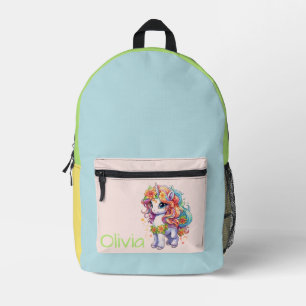 Sac À Dos Imprimé Cute multicolore Unicorn personnalisée