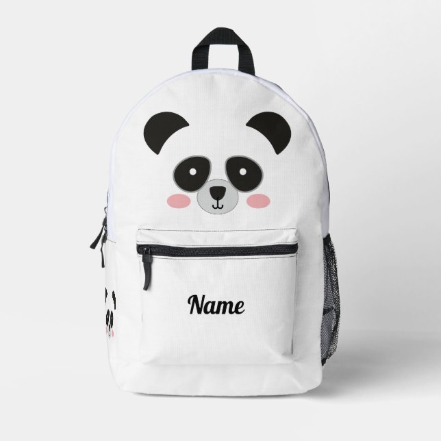 Sac À Dos Imprimé Cute Panda Face Personalized – Custom Name (Recto)