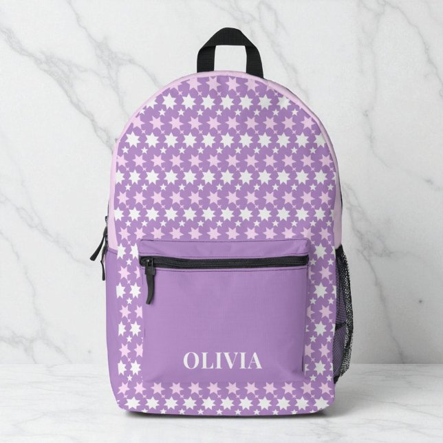 Sac À Dos Imprimé Cute Personalized Girls Purple Pink Stars Kids (Cute Personalized Girls Purple Pink Stars Kids Printed Backpack)