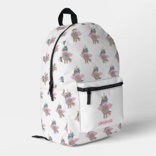 Sac À Dos Imprimé Cute Rainbow Unicorn Girl Nom personnalisé