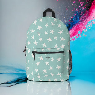 Sac À Dos Imprimé Cute Stars Motif sur Aqua avec votre nom