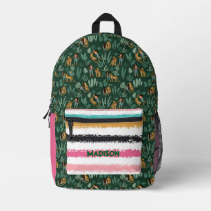 Sac À Dos Imprimé Cute Tropical Leopards Nom personnalisé Imprimé