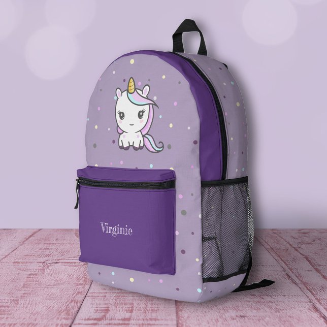 Sac À Dos Imprimé Cute Unicorn violet (Cute Unicorn Purple Backpack)
