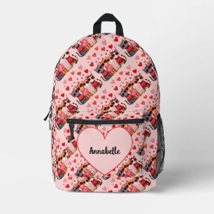 Sac À Dos Imprimé Cute Valentine Chats en Lunettes de soleil Coeur