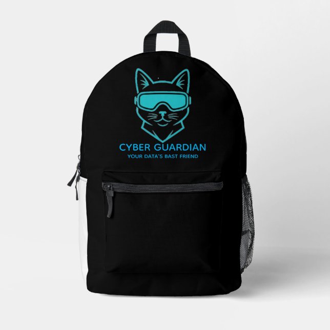 Sac À Dos Imprimé Cyber Guardian Neon Cat - Professional Tech & Hack (Recto)