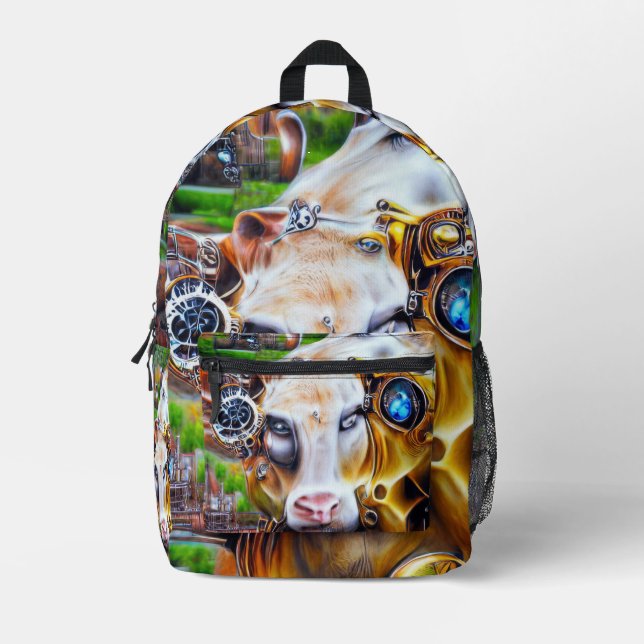 Sac À Dos Imprimé Cyber-vache vapeur (Recto)