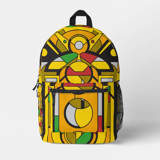 Sac À Dos Imprimé Cyberpunk jaune (Recto)