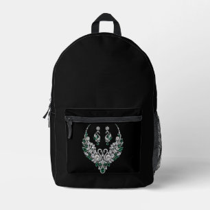 Sac À Dos Imprimé Cygnes de cristal d'émeraude Bijoux de luxe