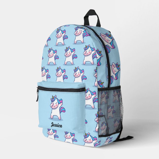 Sac À Dos Imprimé Dabbing Unicorn Motif Nom personnalisé (Coin arrière droit)