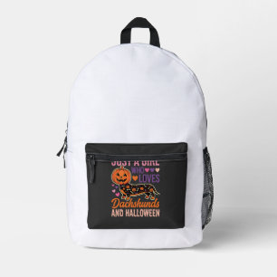 Sac À Dos Imprimé Dachshund drôle d'Halloween Citrouille Amateur de