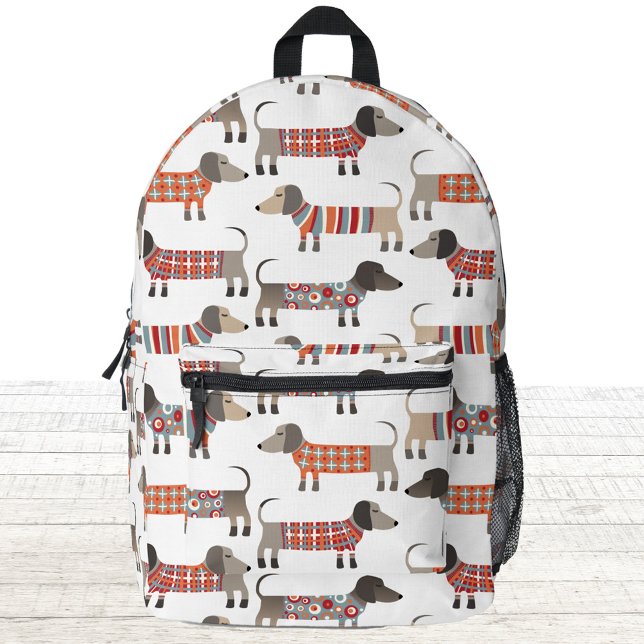 Sac À Dos Imprimé Dachshund Wiener Saucisse Chien (Fun Dachshund Wiener Sausage dog pattern backpack for school, work, leisure or travel)