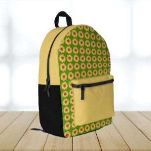 Sac À Dos Imprimé Dahlia jaune motif floral sur vert