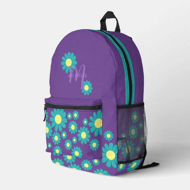 Sac À Dos Imprimé Daisy Purple Turquoise (Coin arrière droit)