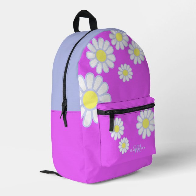 Sac À Dos Imprimé Daisy Simple Monogramme Violet (Coin arrière gauche)