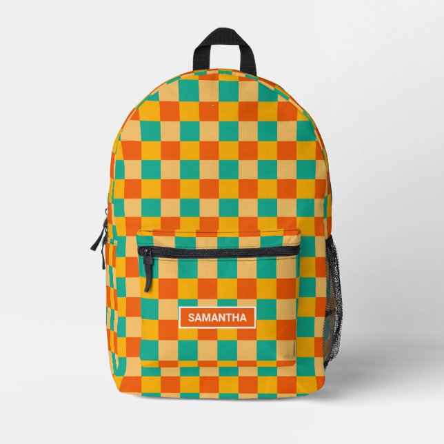 Sac À Dos Imprimé Damier Rétro Personnalisé (Recto)