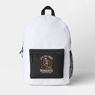 Sac À Dos Imprimé Danse de squelette de Halloween Citrouille Automne