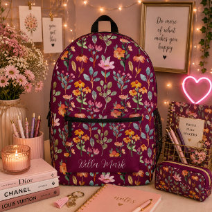 Sac à dos imprimé de pivoine florale mignon vintag