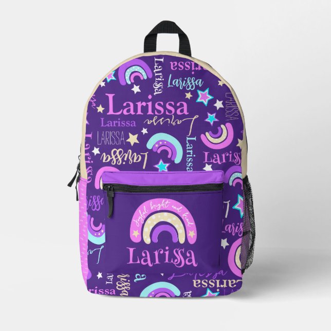 Sac À Dos Imprimé Définition du nom Larissa arc-en-ciel graphique (Recto)