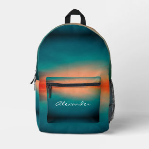 Sac À Dos Imprimé Dégradé Moderne de Coucher de Soleil Sarcelle Vert