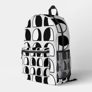 Sac À Dos Imprimé Demi-cercle géométrique noir et blanc
